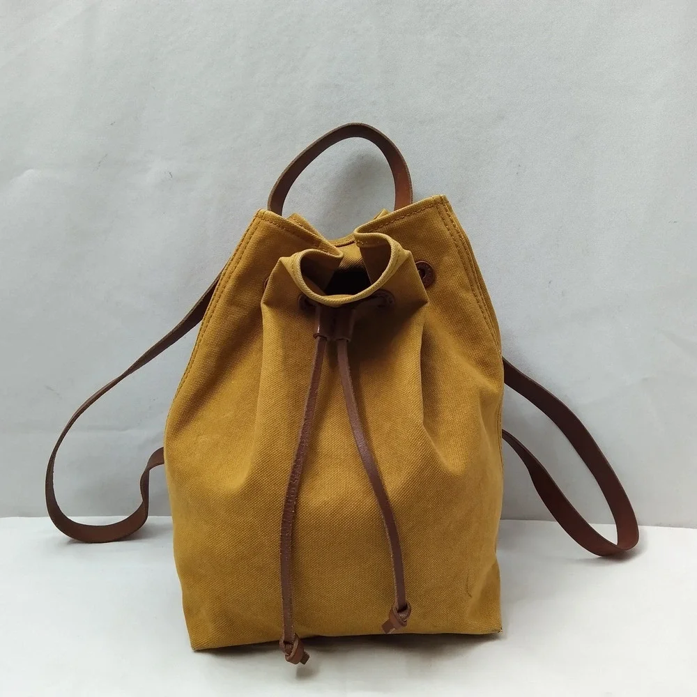 Madewell Somerset Acorn Canvas Leather Drawstring Top Handle Backpack